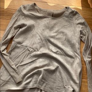 Crew neck sweater with open silk back